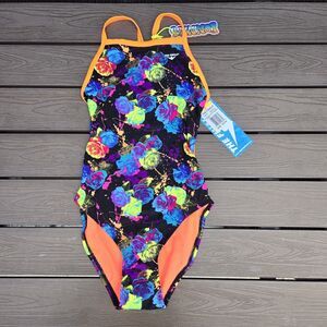 TYR The Finals Rosebud  Non Foil Floral/black Women's  1 Piece Swim Size 28 New